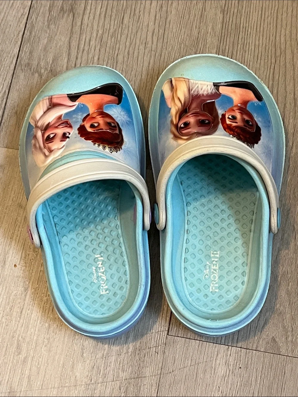 Kids Blue Frozen-Themed Slip-On Clogs with Heel Strap
